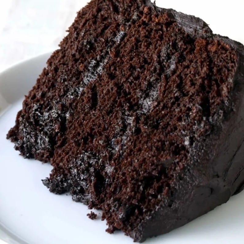 Rich and Moist Chocolate Cake Slice.