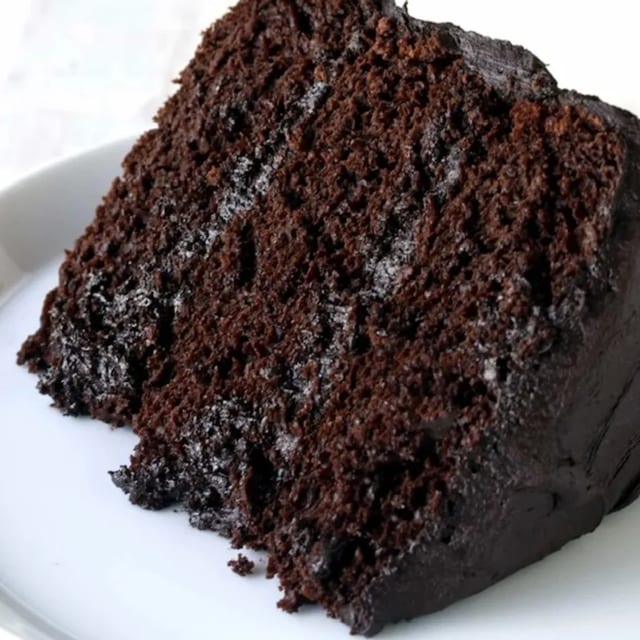 Rich and Moist Chocolate Cake Slice.